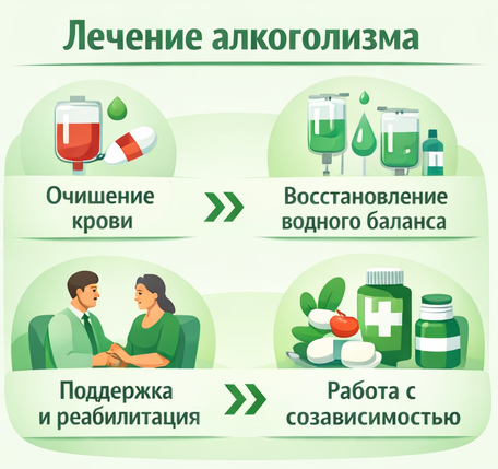 лечение алкоголизма в Оленегорске этапы